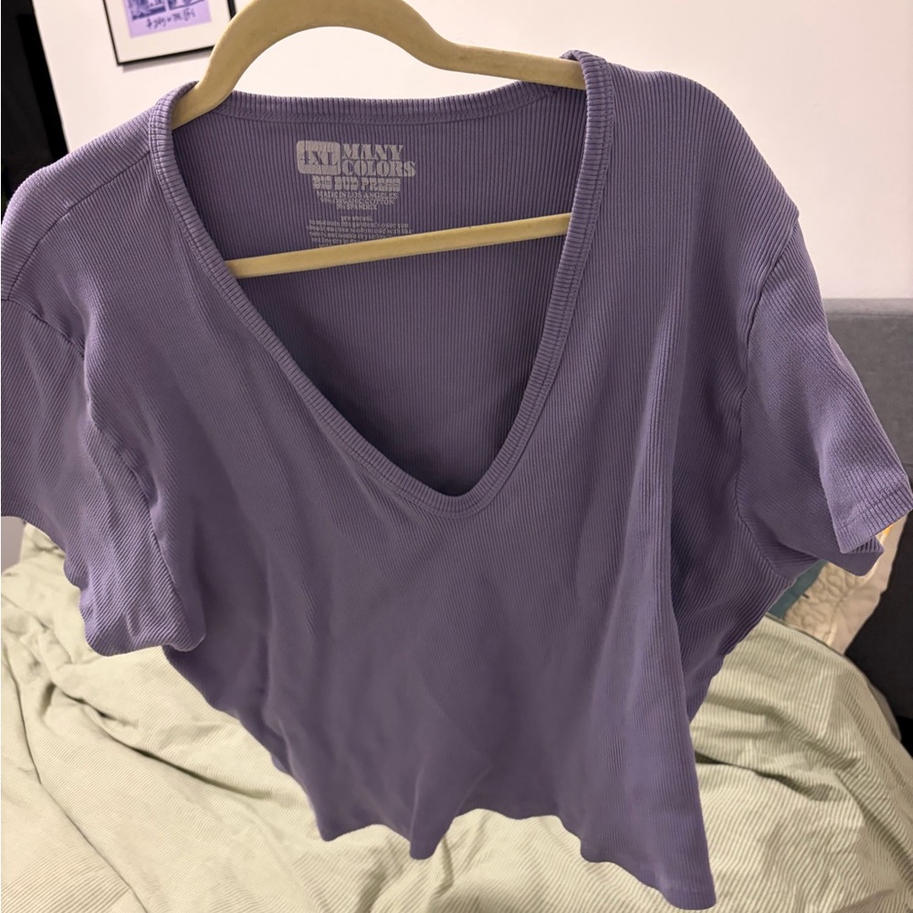 Big Bud Press Purple V-Neck Ribbed Baby Tee